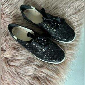 Kate Spade Black Glitter Sneakers